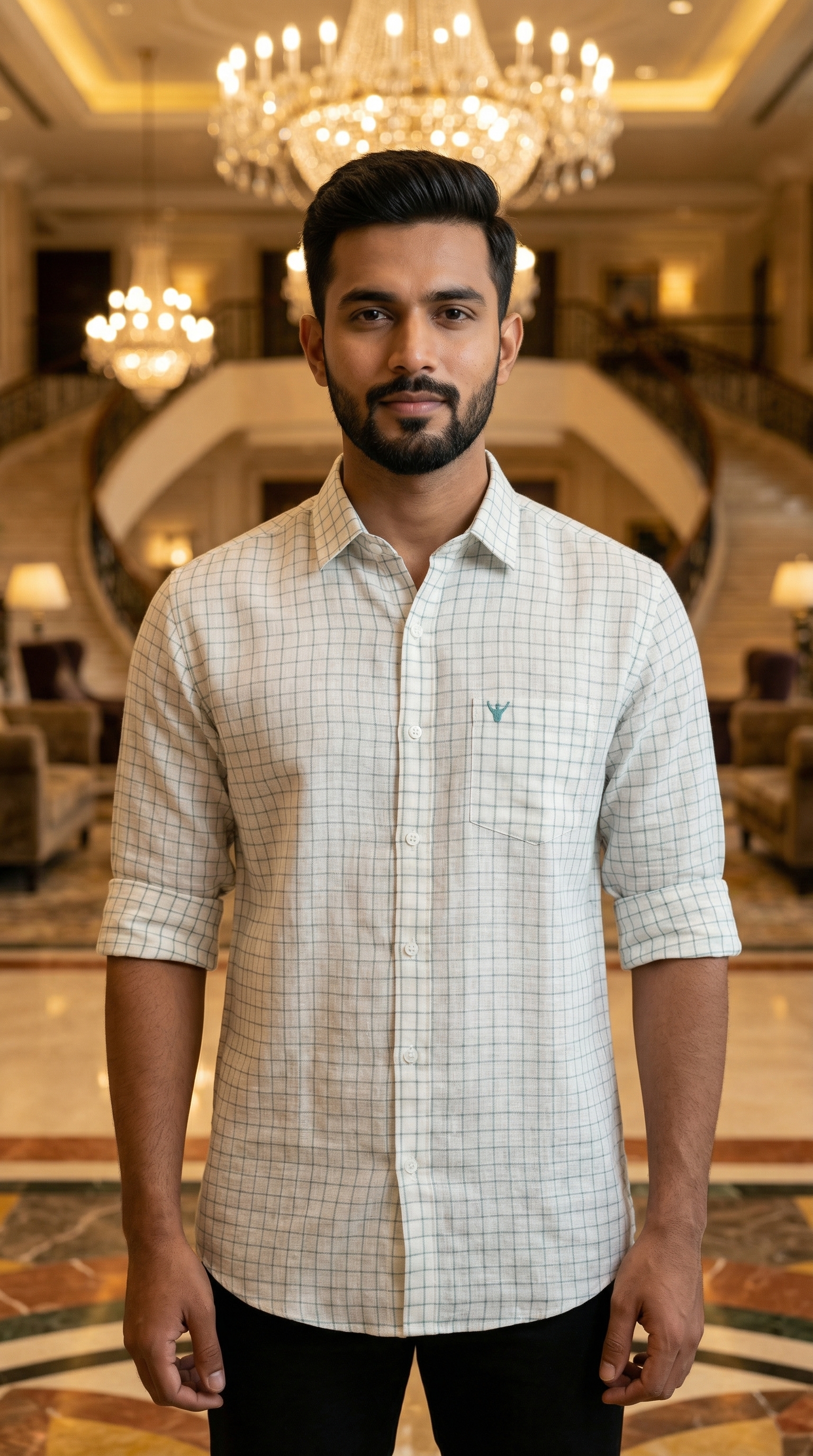 WHITE GRID SHIRT