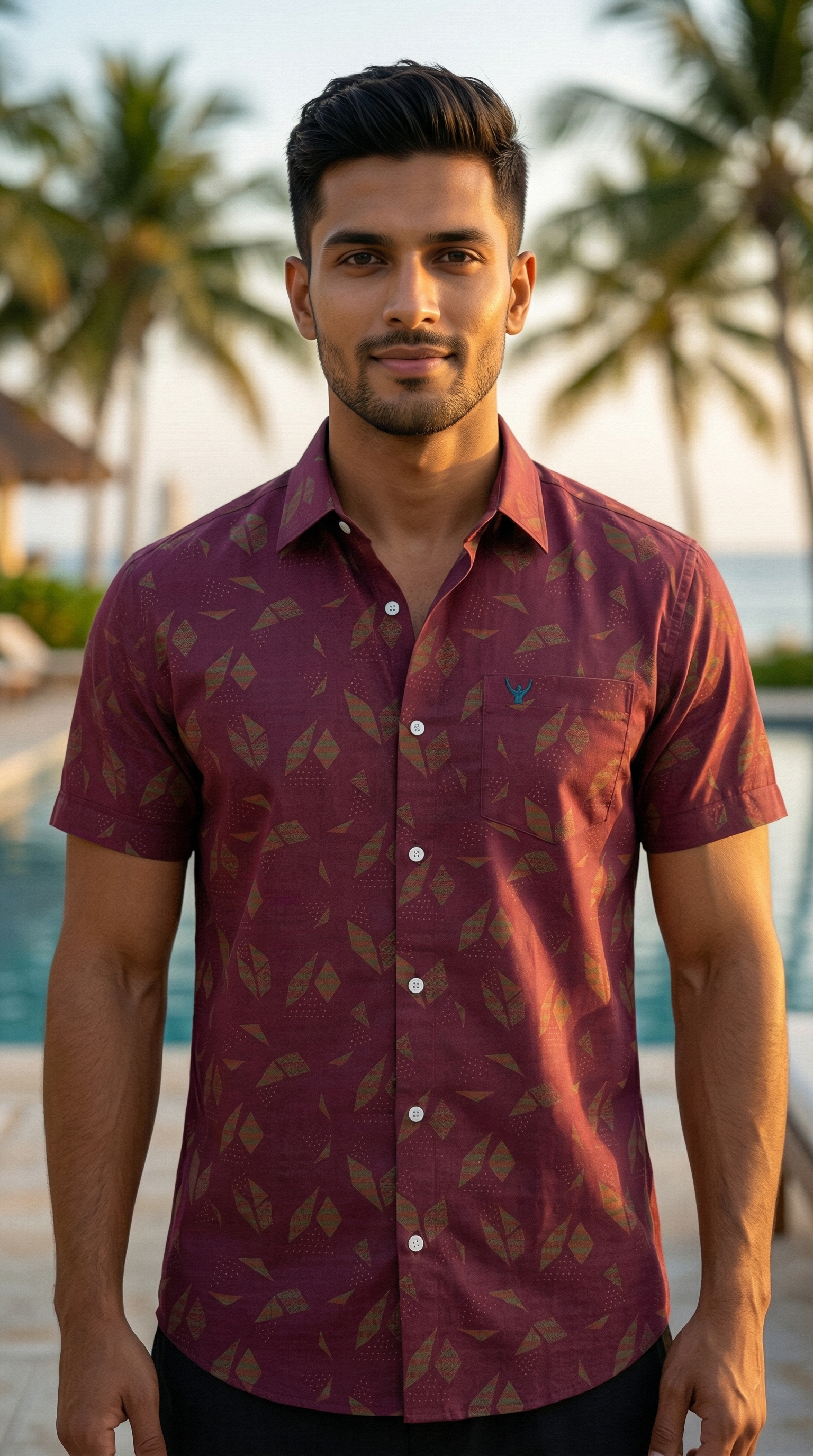 MAROON TROPIC PRINT